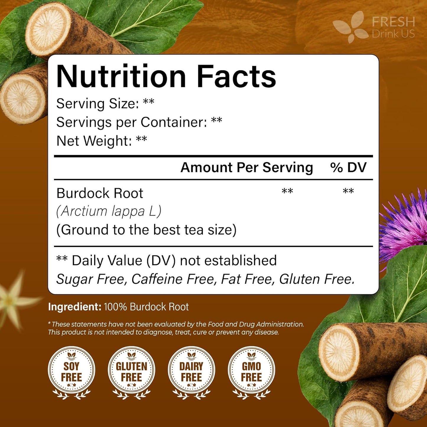 Premium 75 Burdock Root Tea Bags