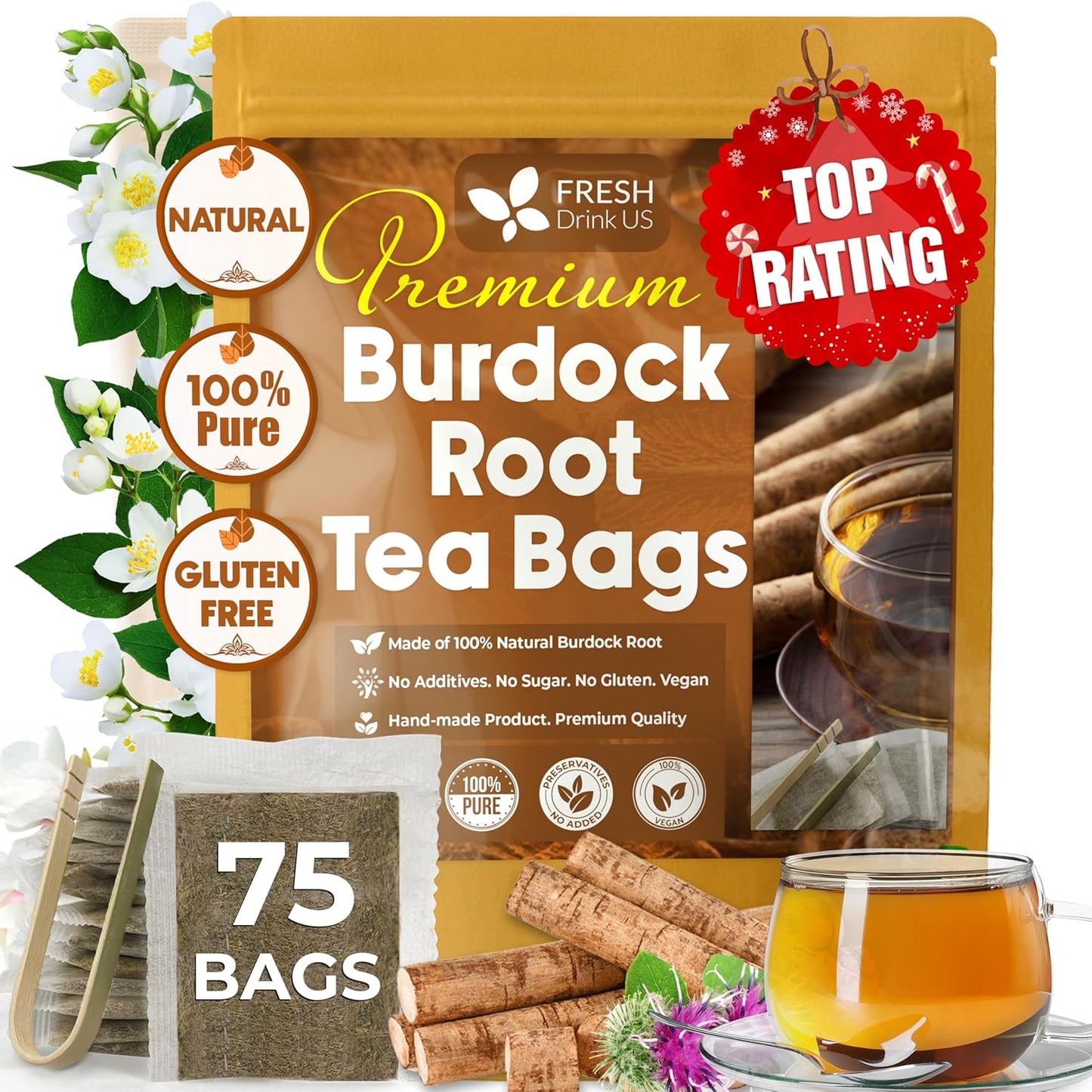 Premium 75 Burdock Root Tea Bags